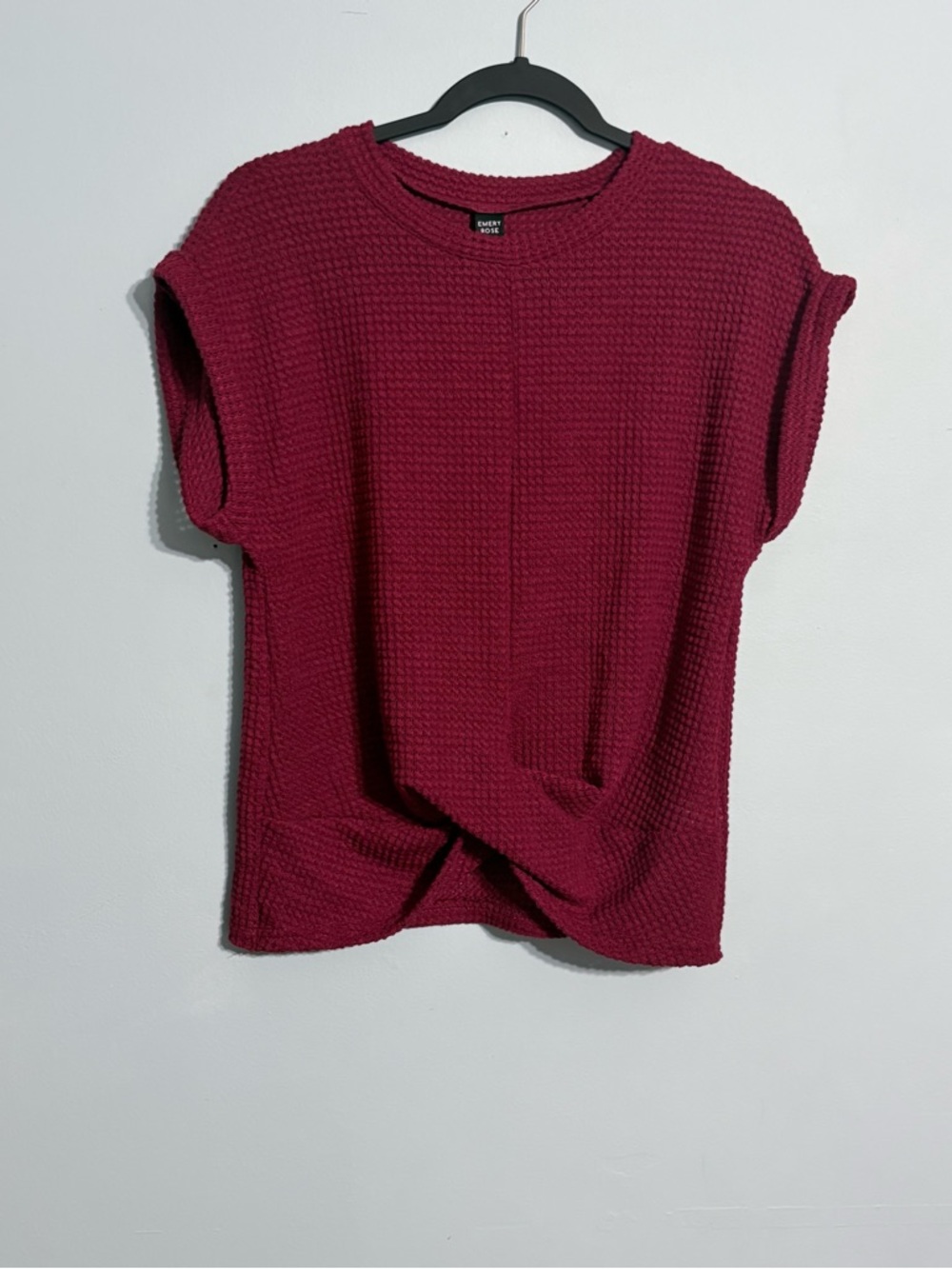 Cozy Knit Twist-Front Top - Burgundy Emery Rose size smal